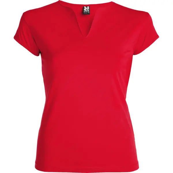 Camiseta entallada de cuello redondo con abertura en V, semi-manga al hombro ribeteada y costuras laterales Vetonek Vetonek