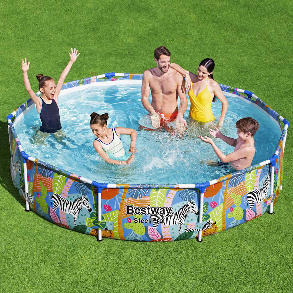 Piscina Steel Pro de 305x66 cm ideal para jardines y espacios al aire libre.