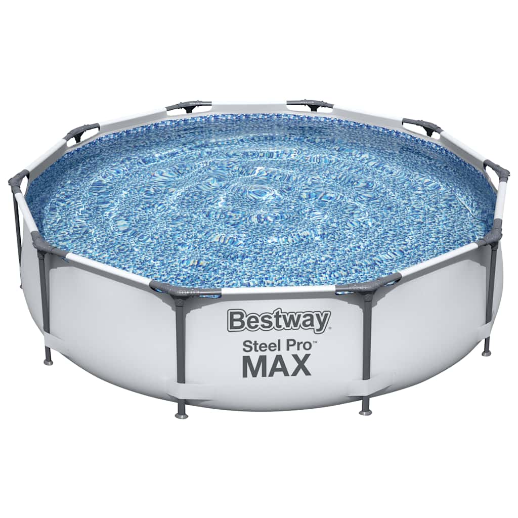 Piscina de acero Pro MAX de 305x76 cm ideal para jardines y espacios exteriores.