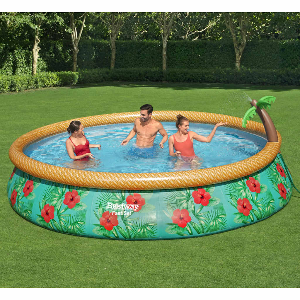 Juego de piscina inflable Paradise Palms de 457x84 cm ideal para jardines y espacios al aire libre.