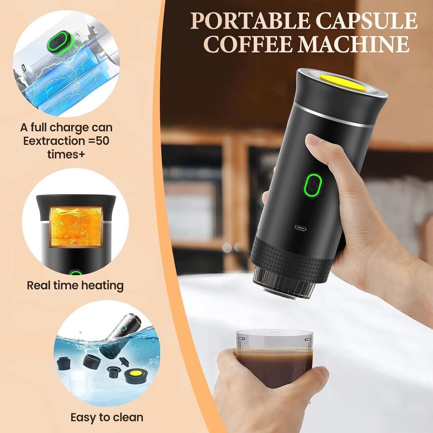 Máquina de Café Espresso Portátil 3 en 1 – Café Perfecto en Cualquier Lugar - Vetonek