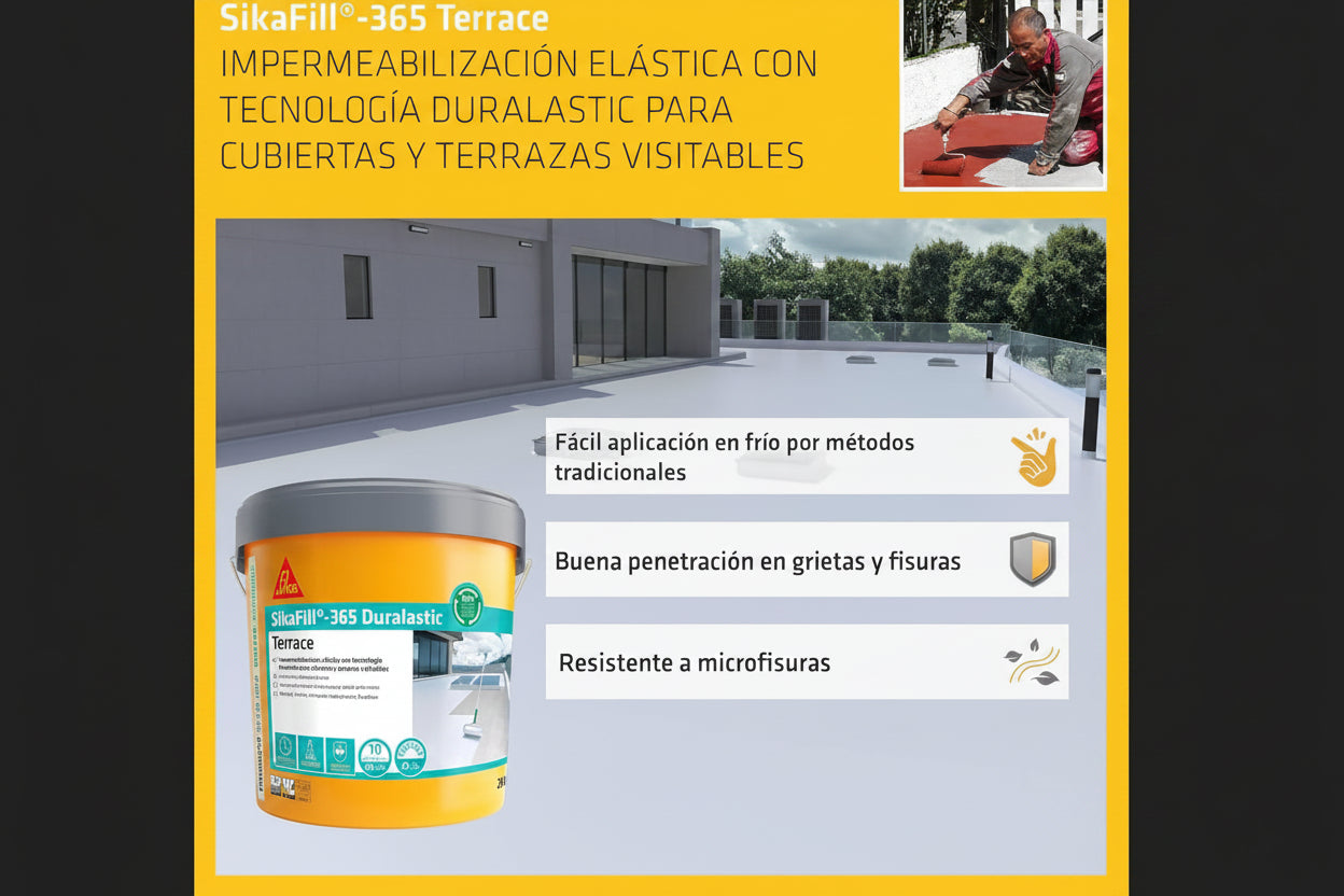 SikaFill®-365 Terrace - Revestimiento elastico para terrazas y cubiertas - Vetonek