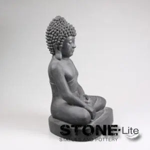 Detalle del acabado gris antracita del buda sentado - Vetonek