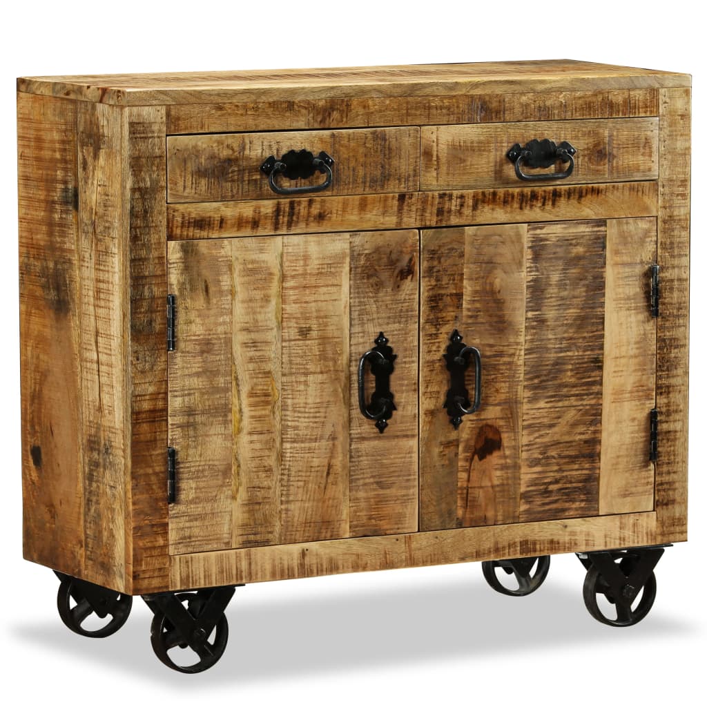 Commode avec 2 tiroirs et 1 meuble en bois de manguier brut v8630 Vetonek