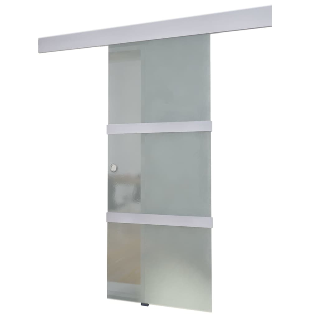 Porte coulissante en verre et aluminium 178 cm argenté 