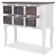 Meuble console 6 tiroirs en bois marron et blanc v6642 - Vetonek