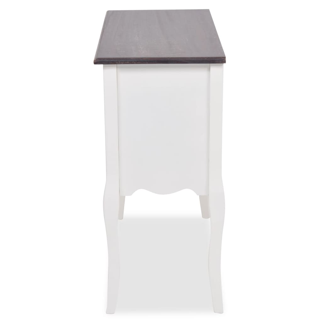 Meuble console 6 tiroirs en bois marron et blanc v6642 - Vetonek