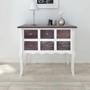 Meuble console avec 6 tiroirs en bois marron et blanc v6642 Vetonek