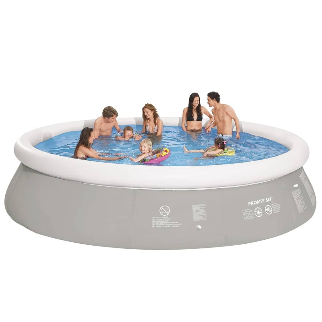 Piscina inflable redonda gris de 450x122 cm ideal para jardines y espacios al aire libre