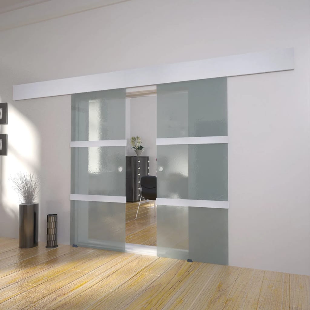 Puerta Corredera Doble de Vidrio 205 x 75 cm