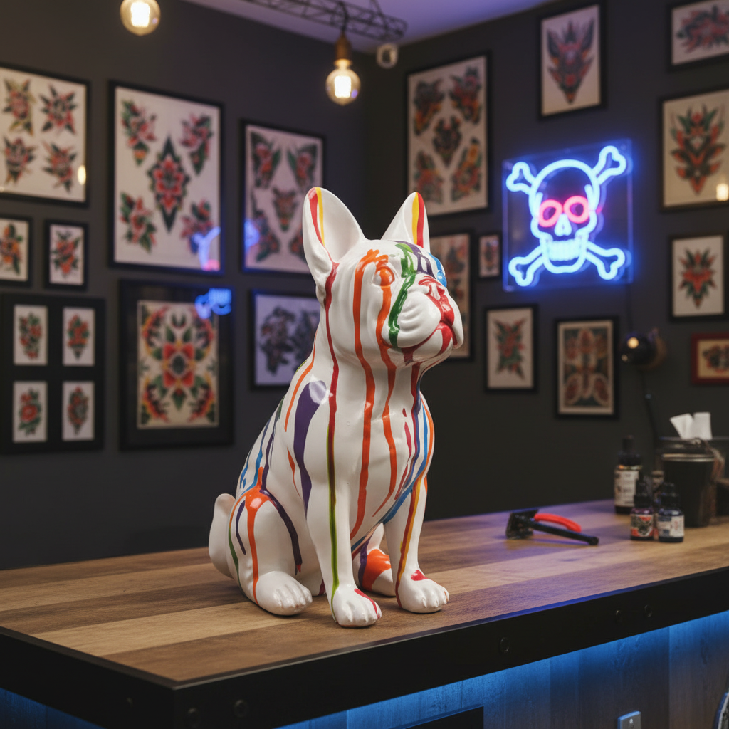 Figura de bulldog francés multicolor de resina, 20,5 cm - vista 7 - Vica Art de Vetonek