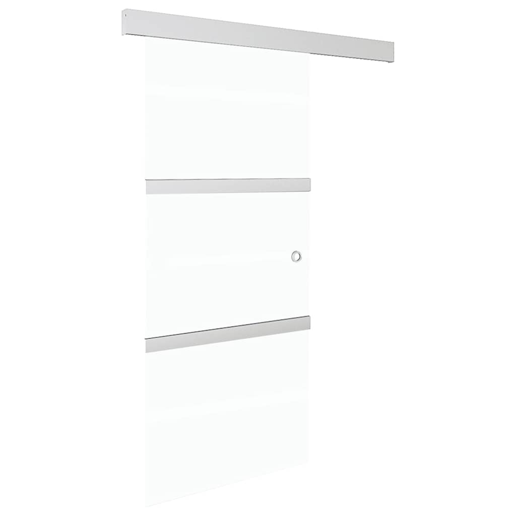 Porte coulissante en verre ESG et aluminium argenté 90x212 cm 