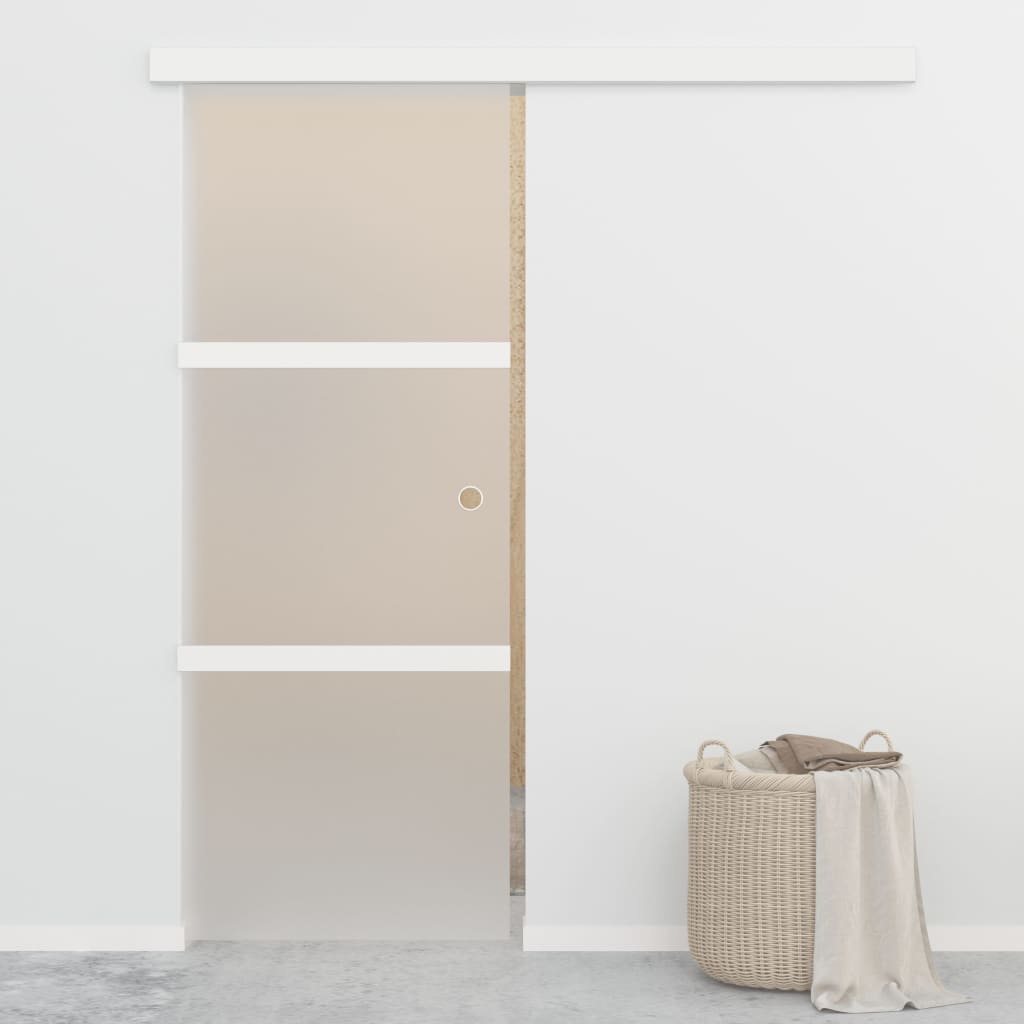 Porte coulissante avec butées souples en verre ESG aluminium 76x205 cm 