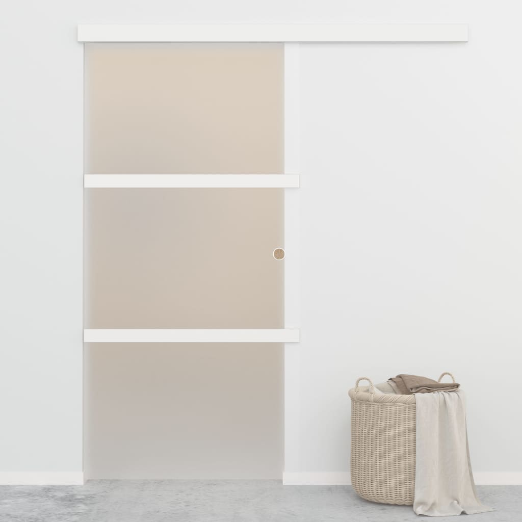 Porte coulissante avec butées souples verre ESG aluminium 90x205 cm 