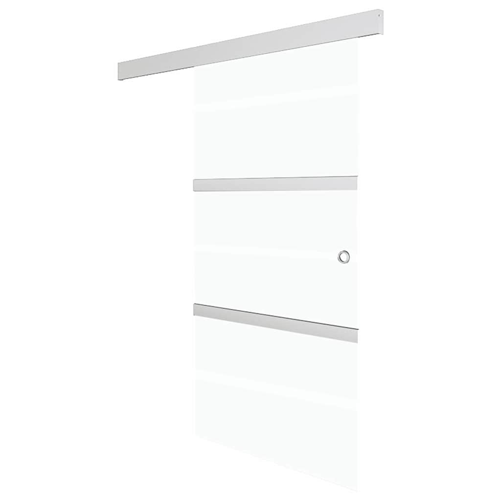 Porte coulissante en verre ESG et aluminium argenté 76x212 cm 