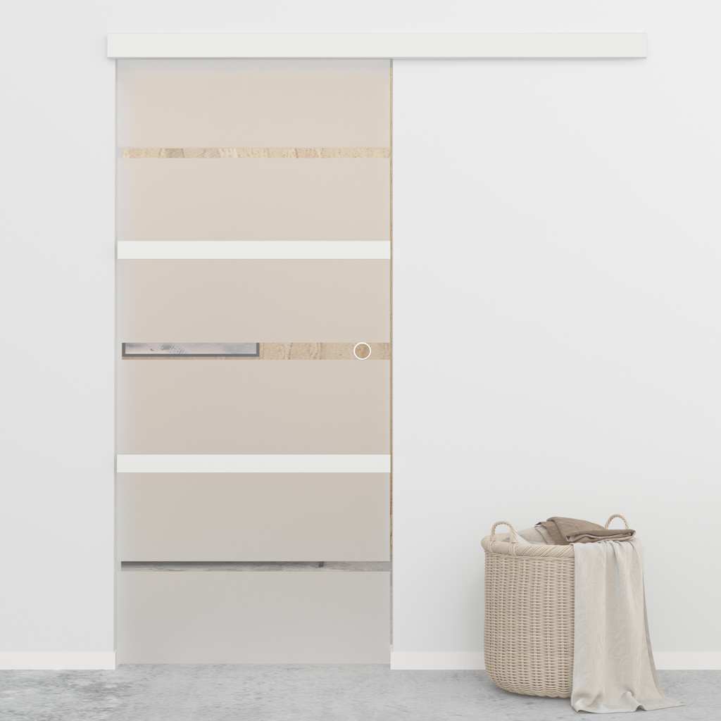 Porte coulissante en verre ESG et aluminium argenté 90x205 cm 