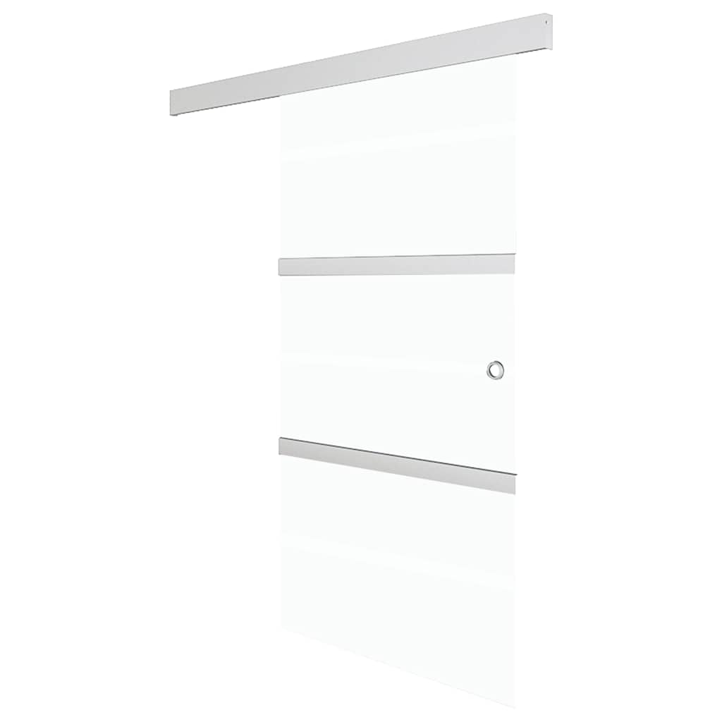 Porte coulissante avec butée douce, verre ESG et aluminium 90x205 cm 