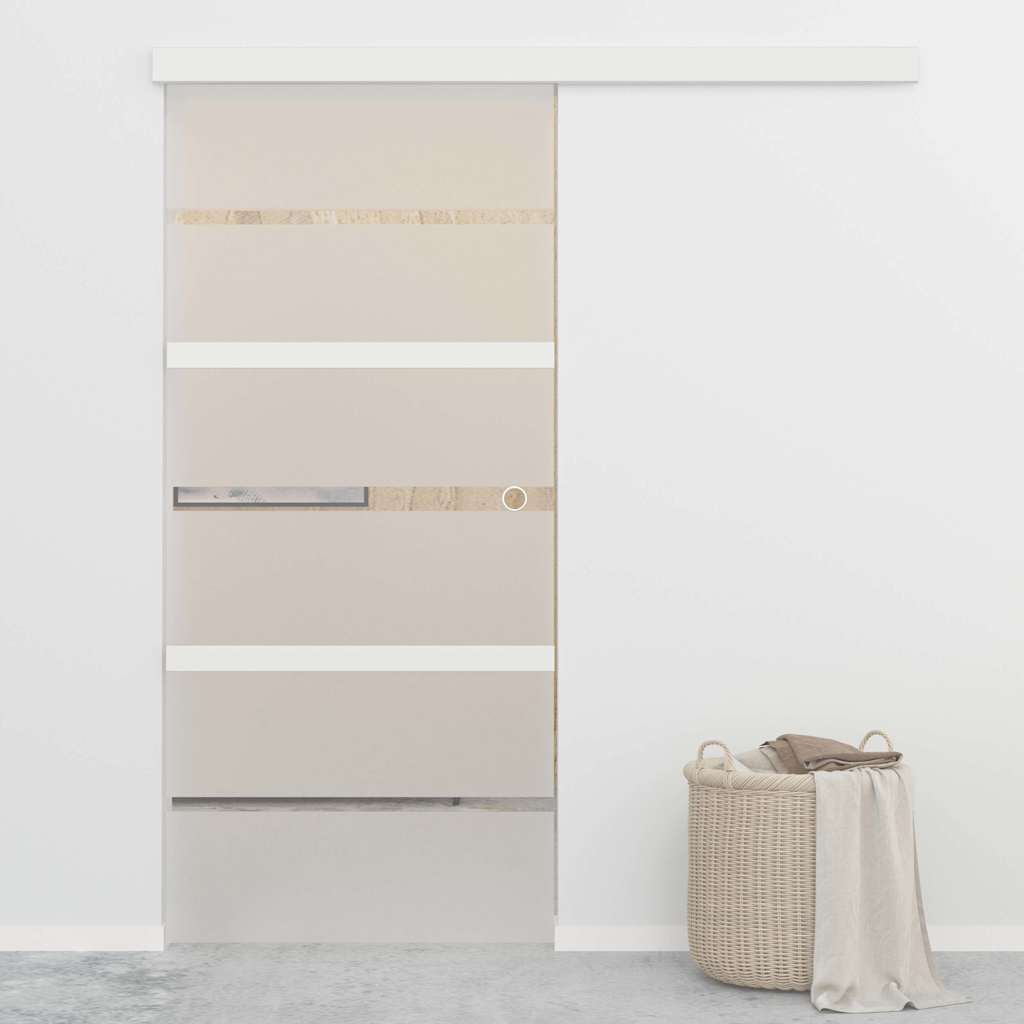 Porte coulissante avec butée douce, verre ESG et aluminium 90x205 cm 