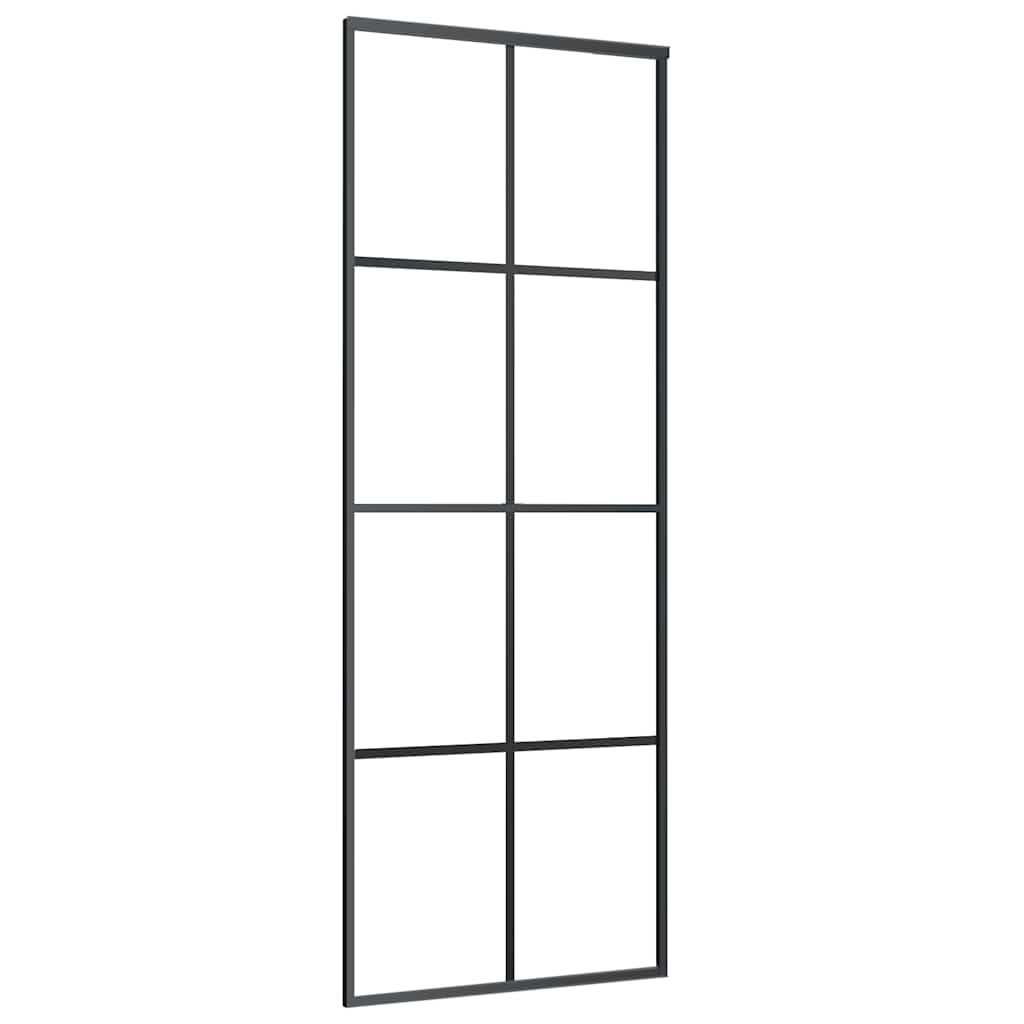 Puerta Corredera Aluminio y Vidrio ESG Negra 76x205 cm