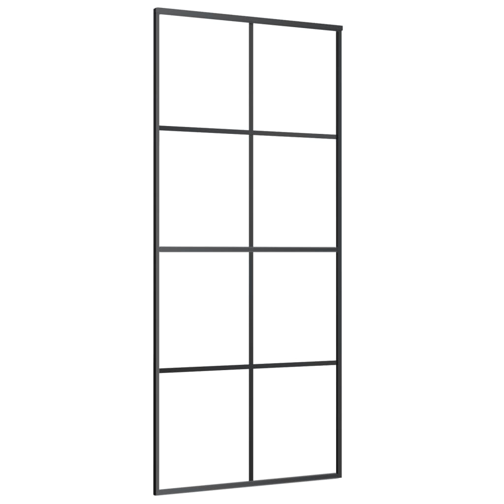 Puerta Corredera Aluminio y Vidrio ESG Negra 90x205 cm