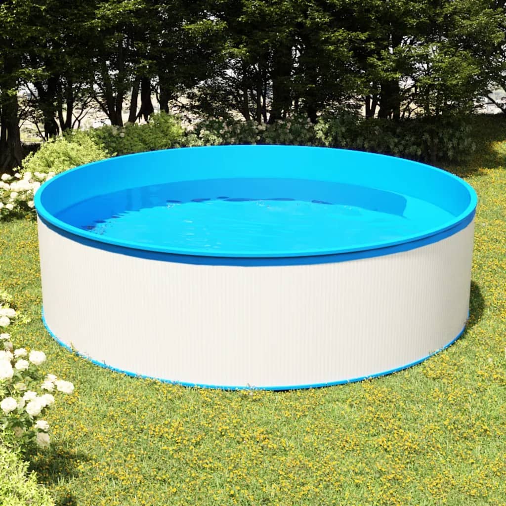 Piscina de chapoteo blanca de 350x90 cm ideal para jardines y espacios exteriores.