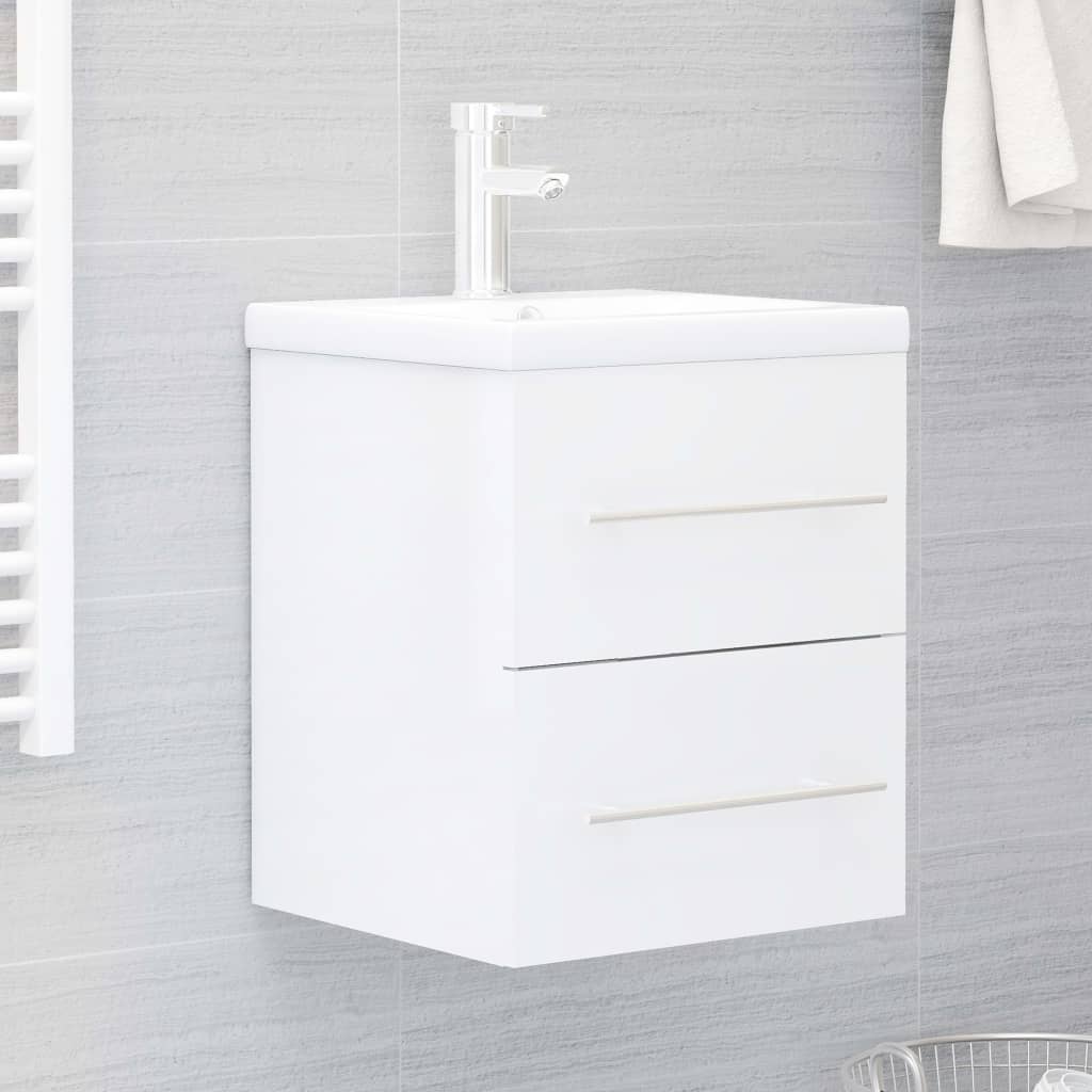 Meuble vasque en bois d'ingénierie blanc brillant 41x38,5x48 cm v0092 Vetonek