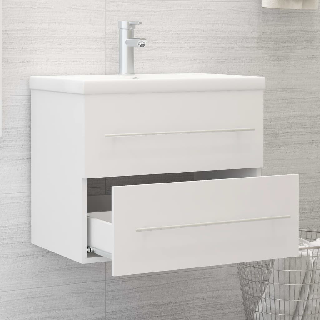 Meuble vasque en dérivé du bois blanc 60x38,5x48 cm - Vetonek