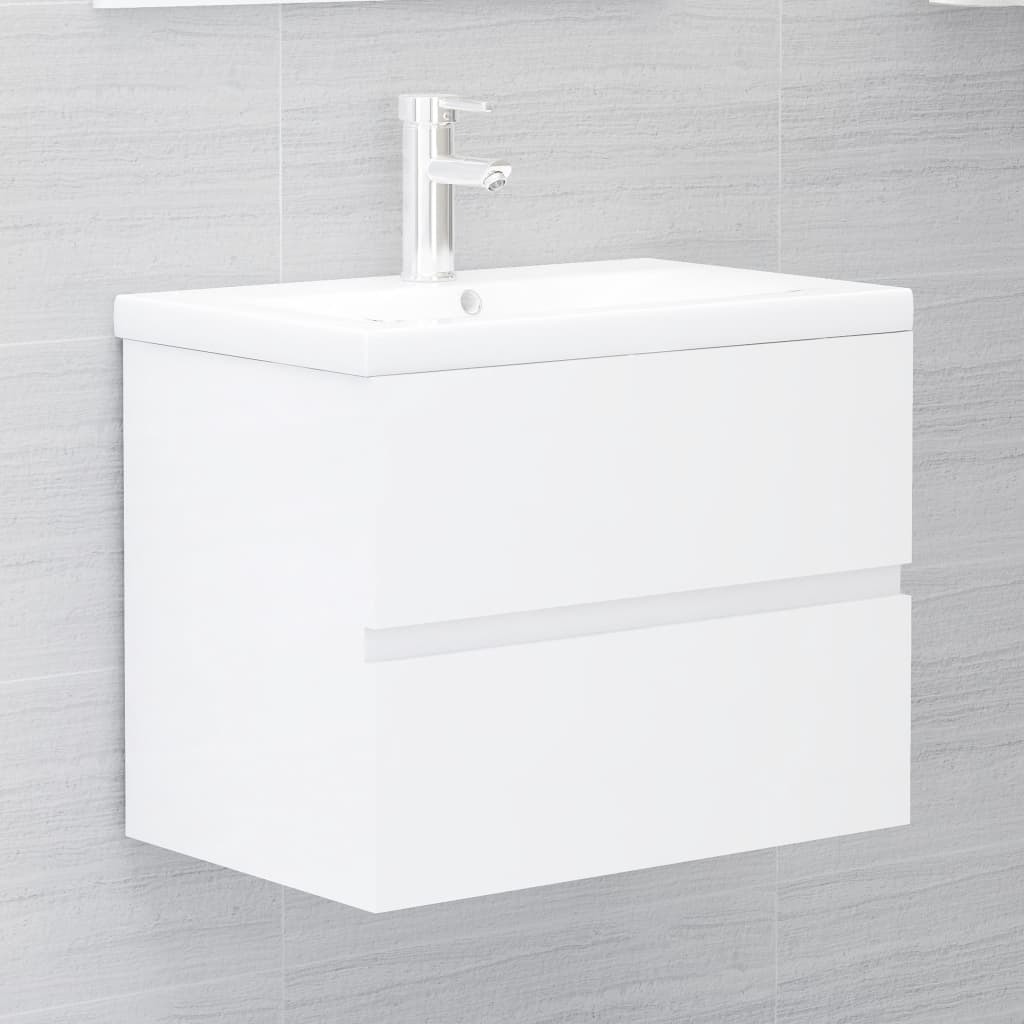 Meuble vasque en bois d'ingénierie blanc brillant 60x38,5x45 cm v0634 Vetonek