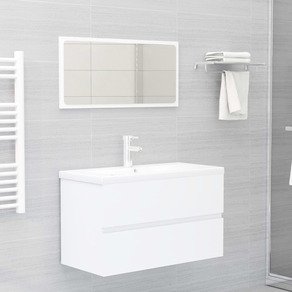 Meuble vasque en dérivé du bois blanc 80x38,5x45 cm v0665 - Vetonek