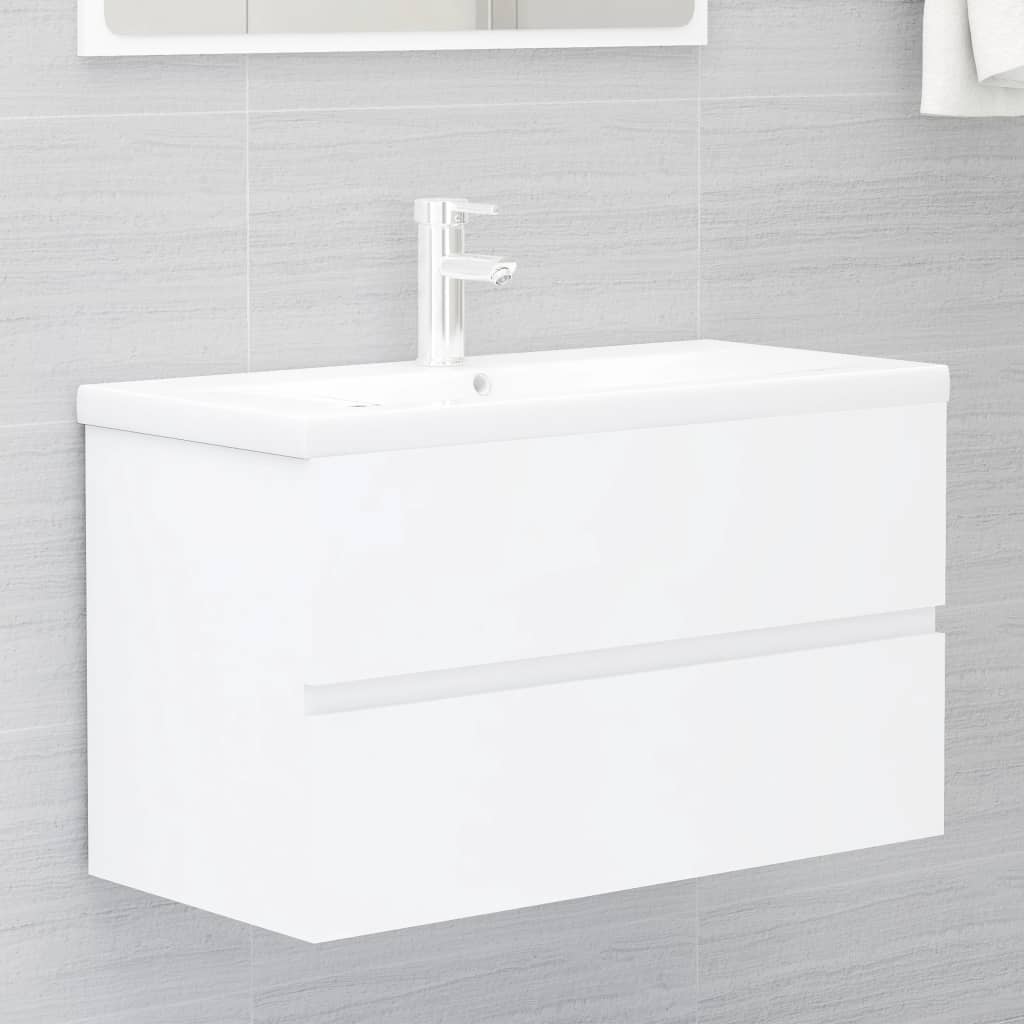 Meuble vasque en bois d'ingénierie blanc 80x38,5x45 cm v0665 Vetonek