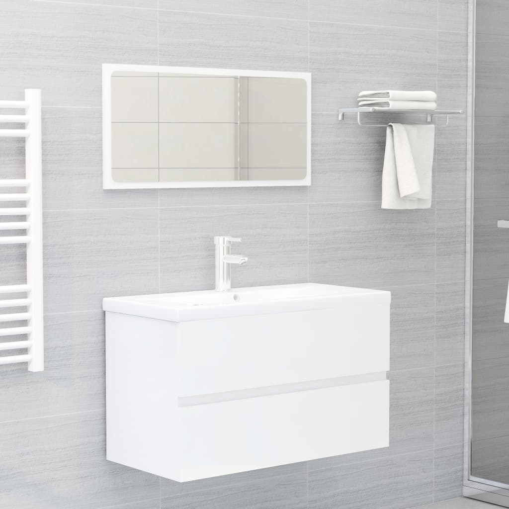 Meuble vasque en dérivé du bois blanc 80x38,5x45 cm v0726 - Vetonek
