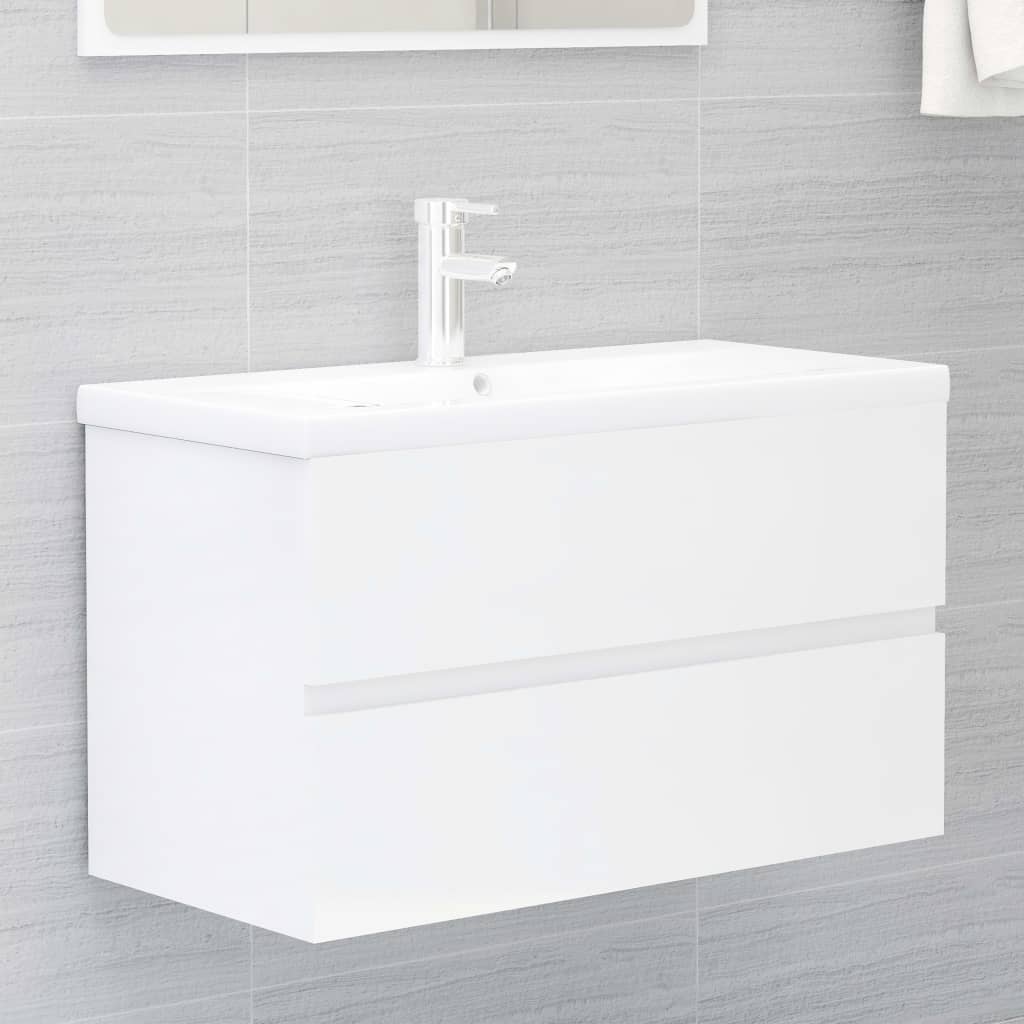 Meuble vasque en bois d'ingénierie blanc 80x38,5x45 cm v0726 Vetonek