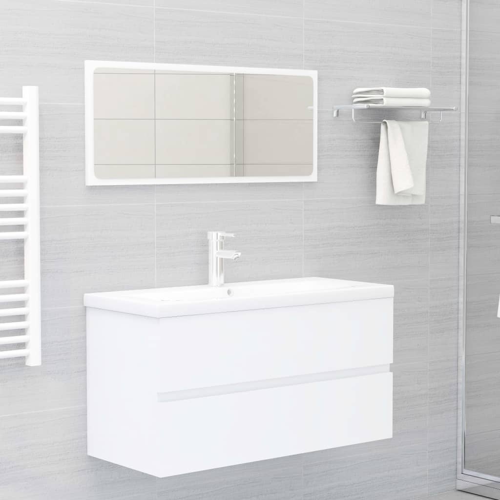 Meuble vasque en dérivé du bois blanc 90x38,5x45 cm v0757 - Vetonek