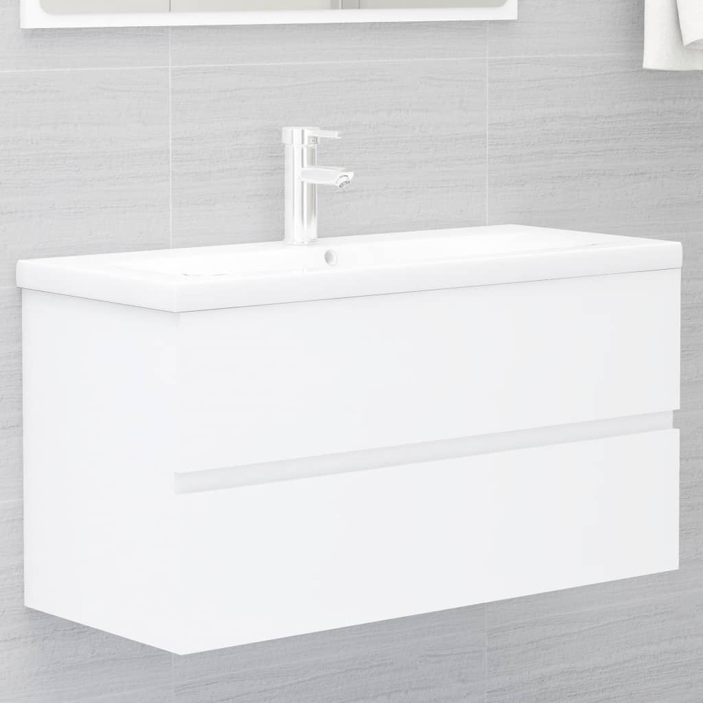 Meuble vasque en bois d'ingénierie blanc 90x38,5x45 cm v0757 Vetonek