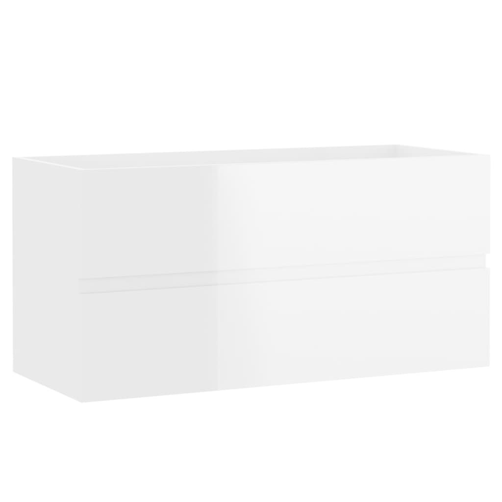 Vetonek Meuble vasque en dérivé du bois blanc brillant 90x38,5x45 cm