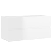 Meuble vasque en bois d'ingénierie blanc brillant 90x38,5x45 cm v0818 - Vetonek