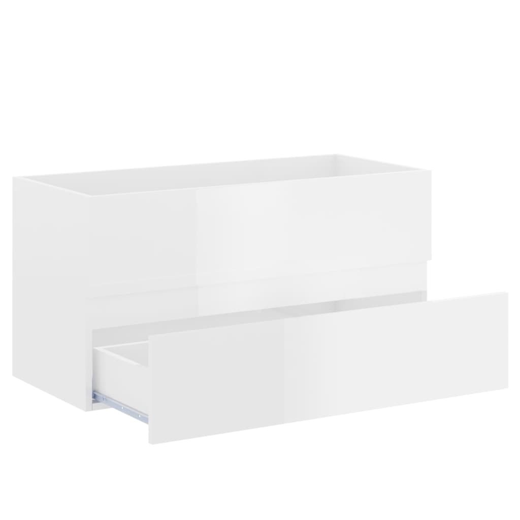 Meuble vasque en bois d'ingénierie blanc brillant 90x38,5x45 cm v0818 - Vetonek