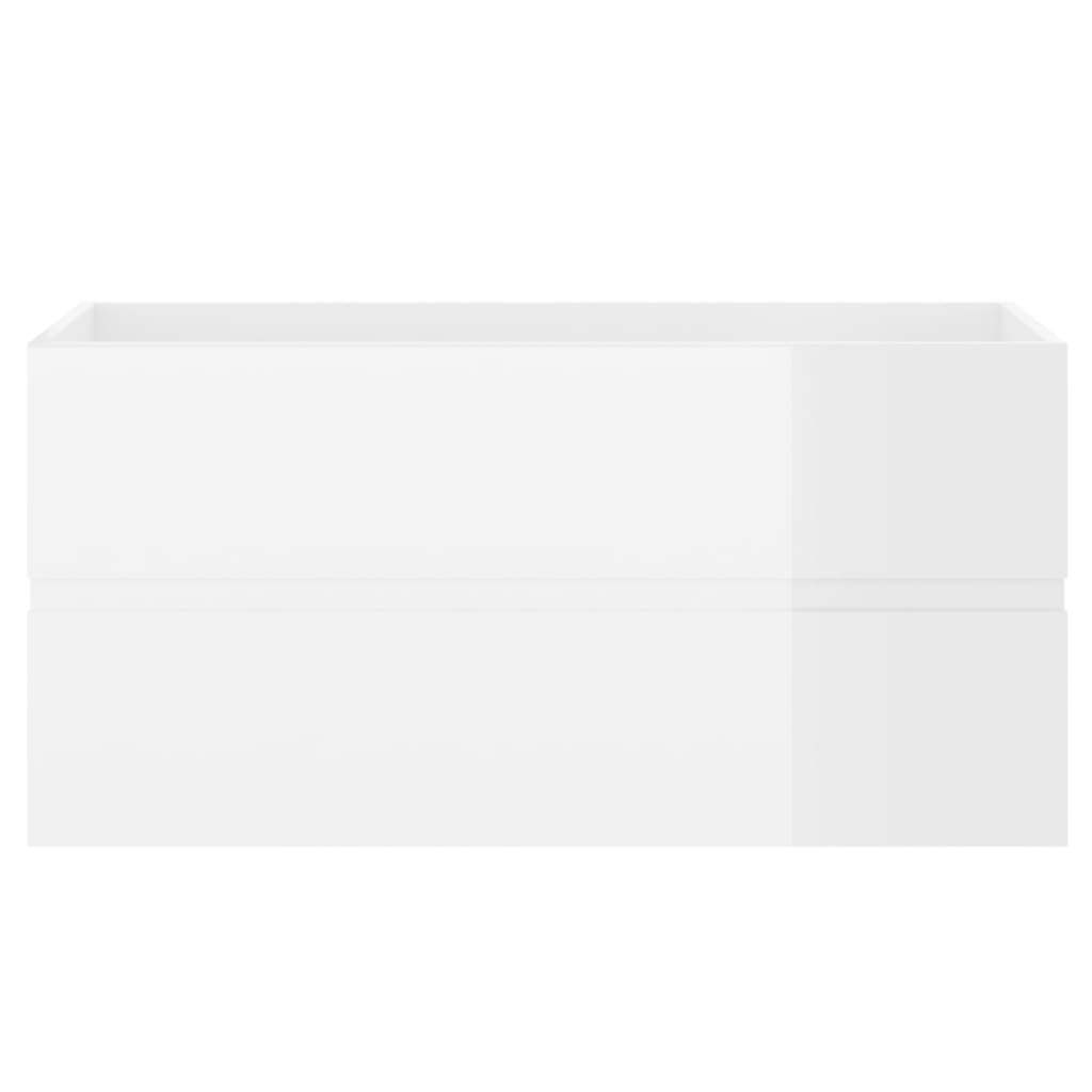 Meuble vasque en bois d'ingénierie blanc brillant 90x38,5x45 cm v0818 - Vetonek