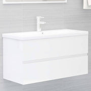 Meuble vasque en bois d'ingénierie blanc brillant 90x38,5x45 cm v0818 Vetonek