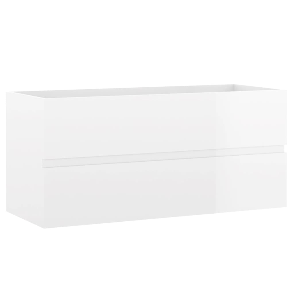 Vetonek Meuble vasque en dérivé du bois blanc brillant 100x38,5x45 cm