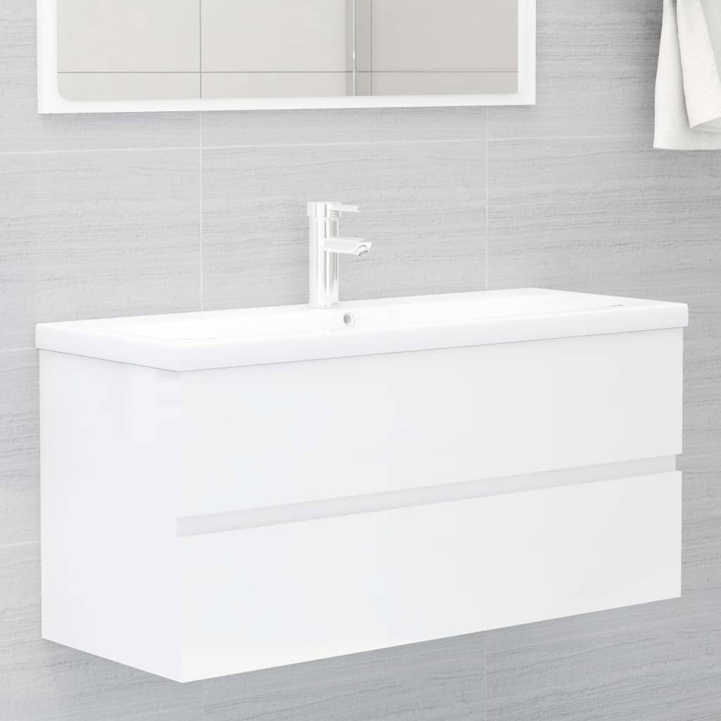 Meuble vasque en bois d'ingénierie blanc brillant 100x38,5x45 cm v0900 Vetonek