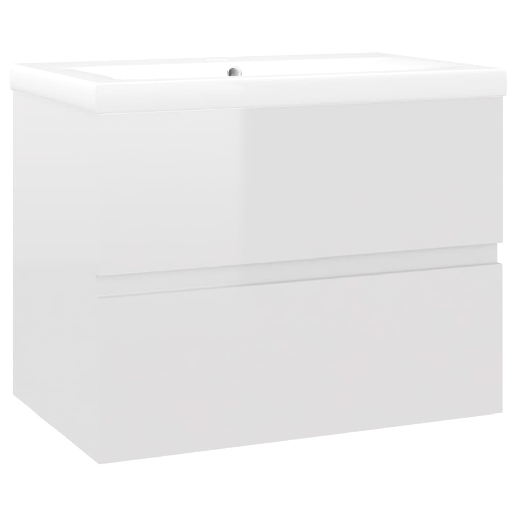 Meuble en bois d'ingénierie blanc brillant avec évier V7864 Vetonek
