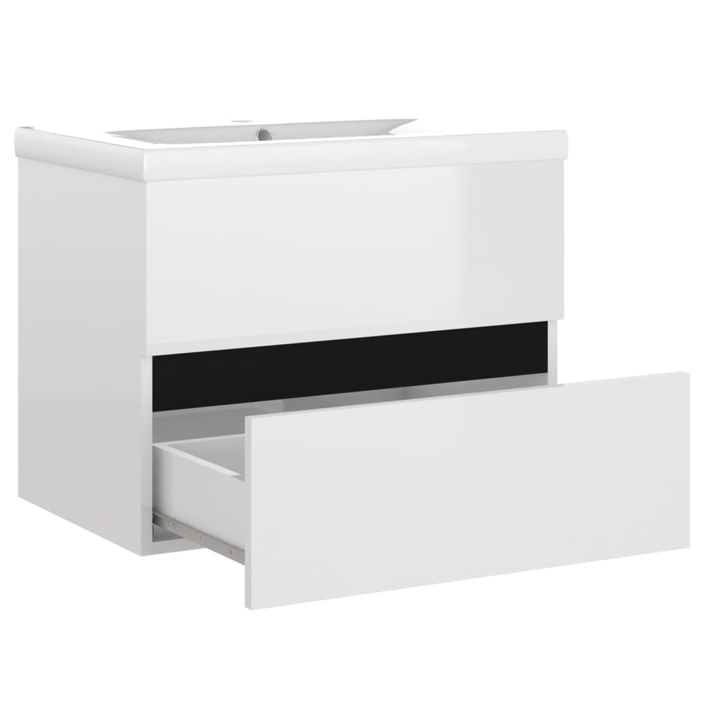Meuble en bois d'ingénierie blanc brillant avec évier V7864 Vetonek