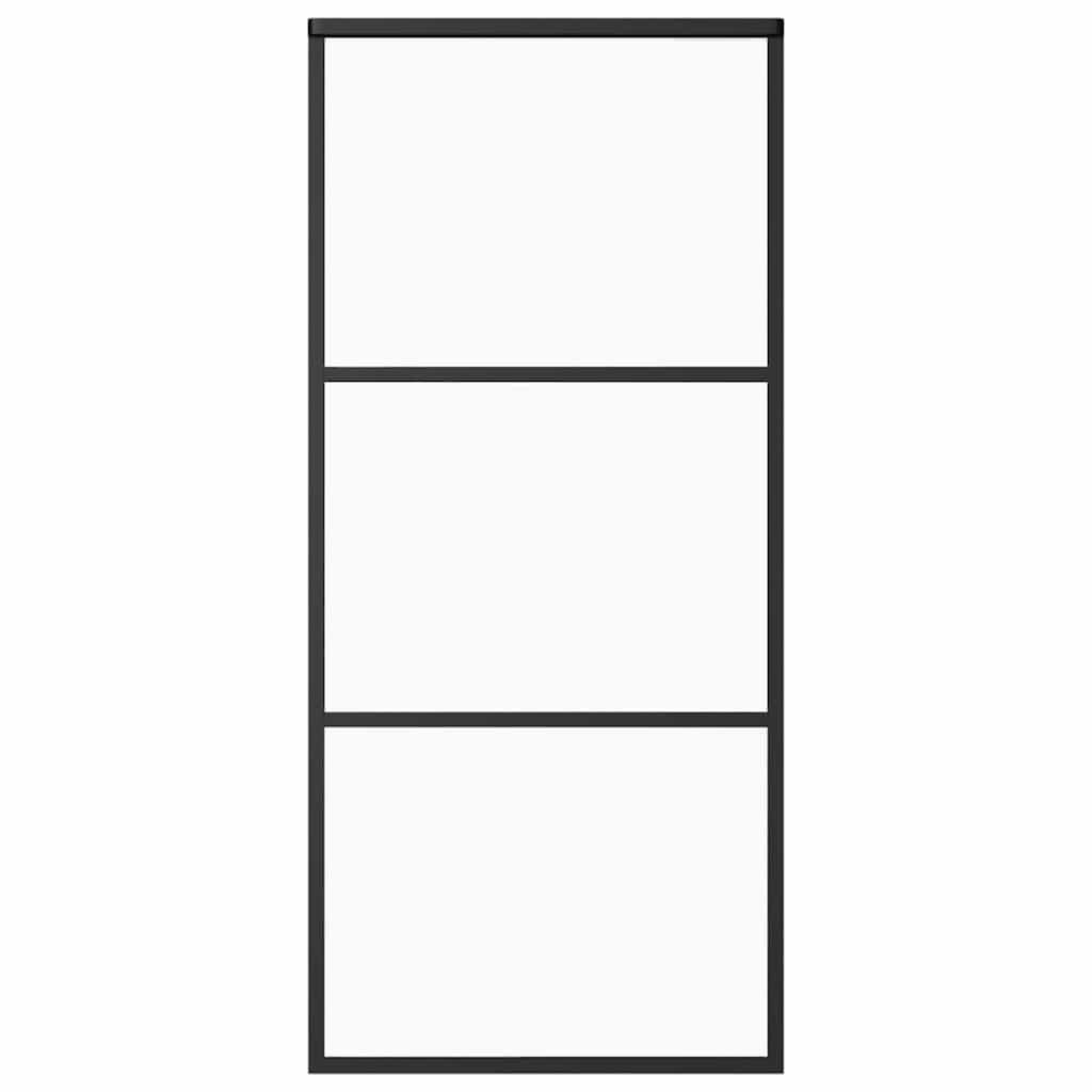 Puerta Corredera ESG Vidrio y Aluminio Negra 90x205 cm