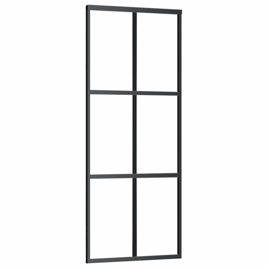 Puerta Corredera ESG Vidrio y Aluminio Negra 76x205 cm