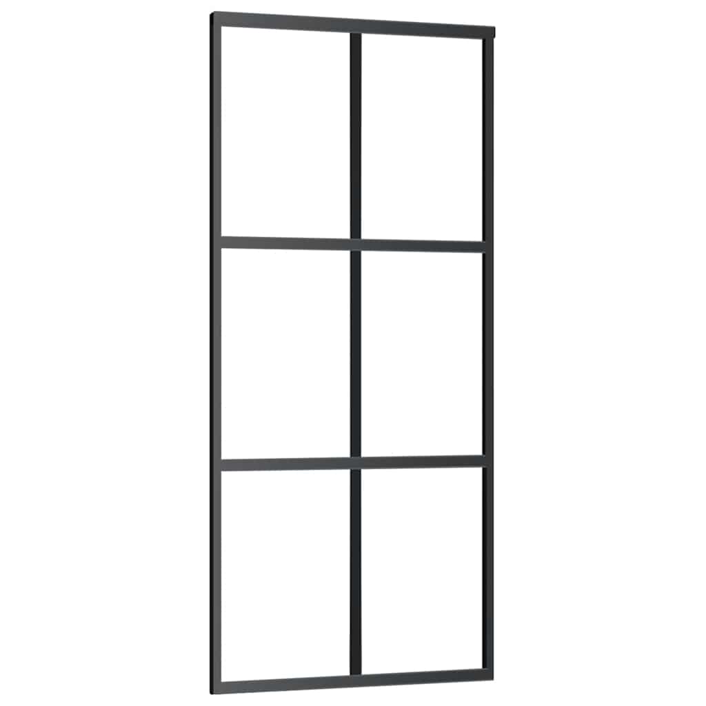 Puerta Corredera ESG Vidrio y Aluminio Negra 90x205 cm