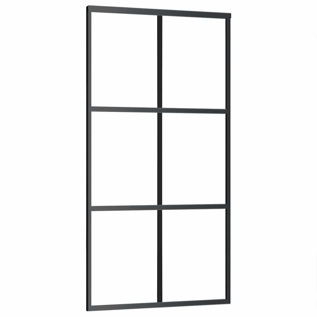Puerta Corredera ESG Vidrio y Aluminio Negra 102x205 cm