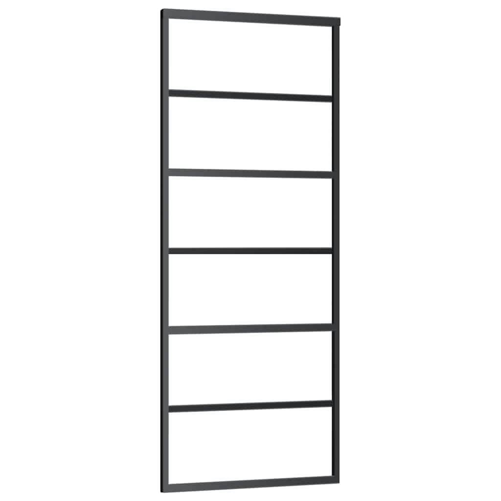 Puerta Corredera ESG Vidrio y Aluminio Negra 76x205 cm