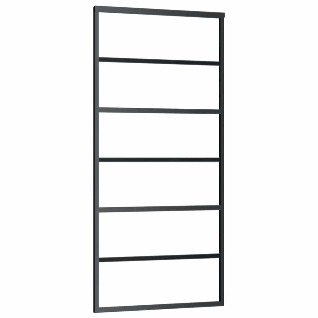 Puerta Corredera ESG Vidrio y Aluminio Negra 90x205 cm