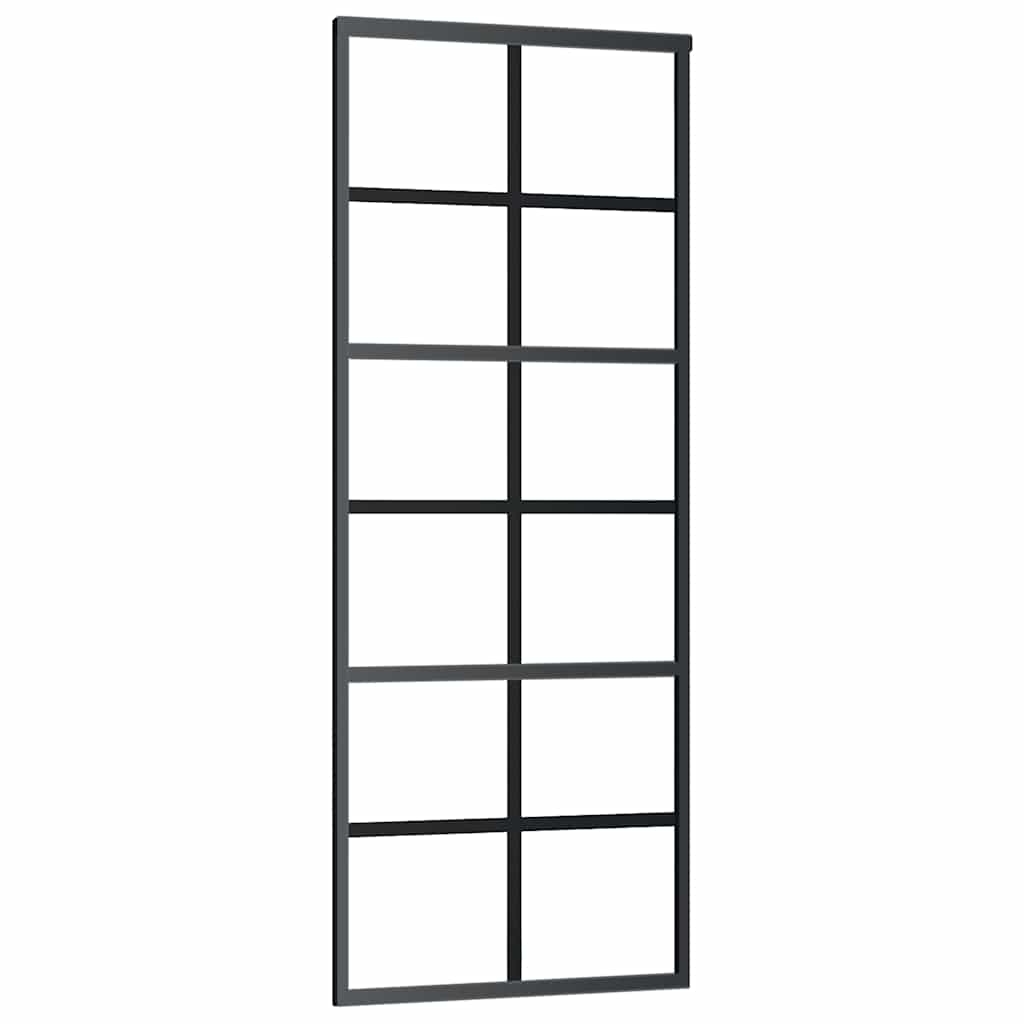 Puerta Corredera ESG Vidrio y Aluminio Negra 76x205 cm